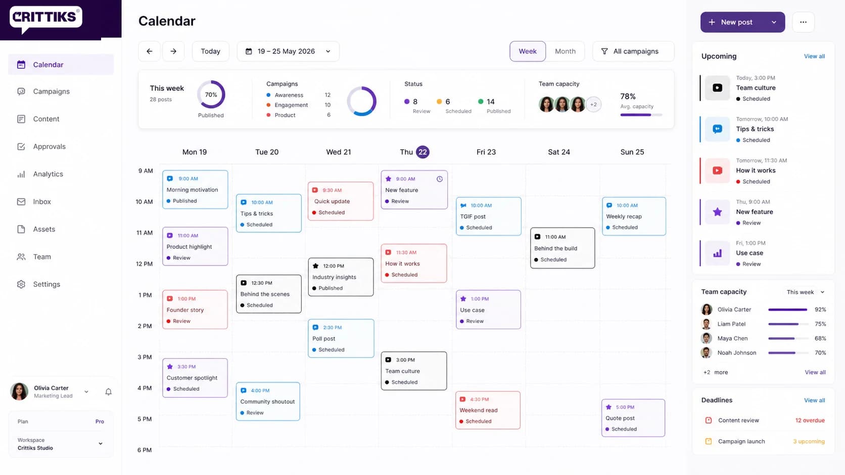 Calendar & Scheduler wireframe