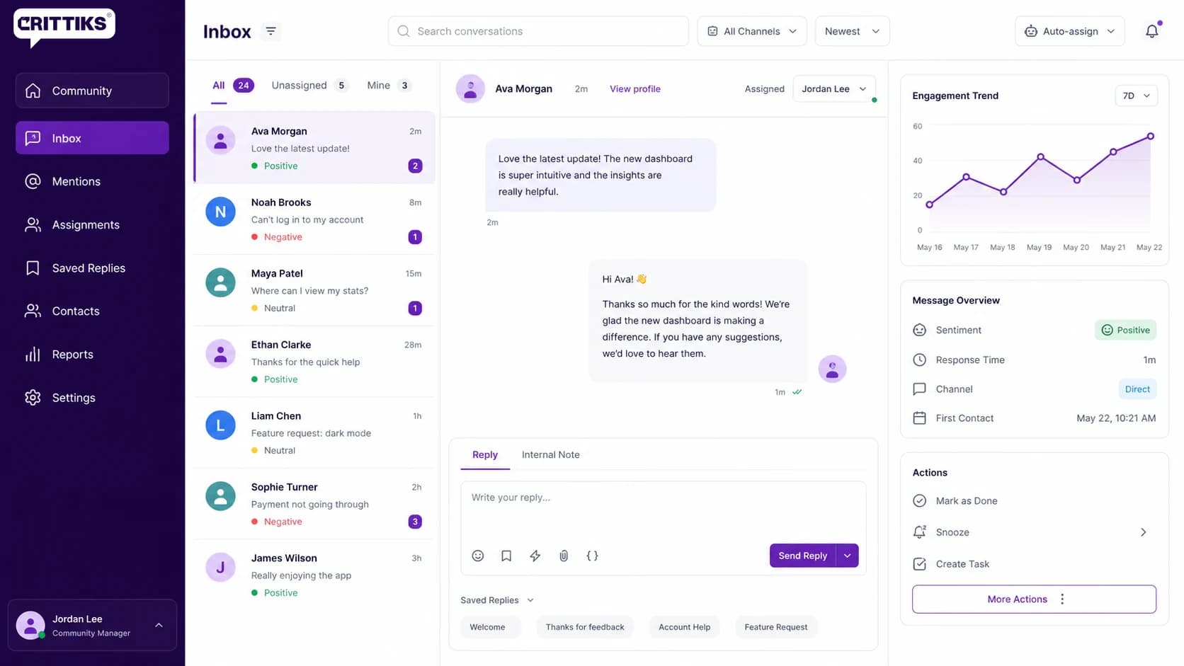 Community & Social Management wireframe