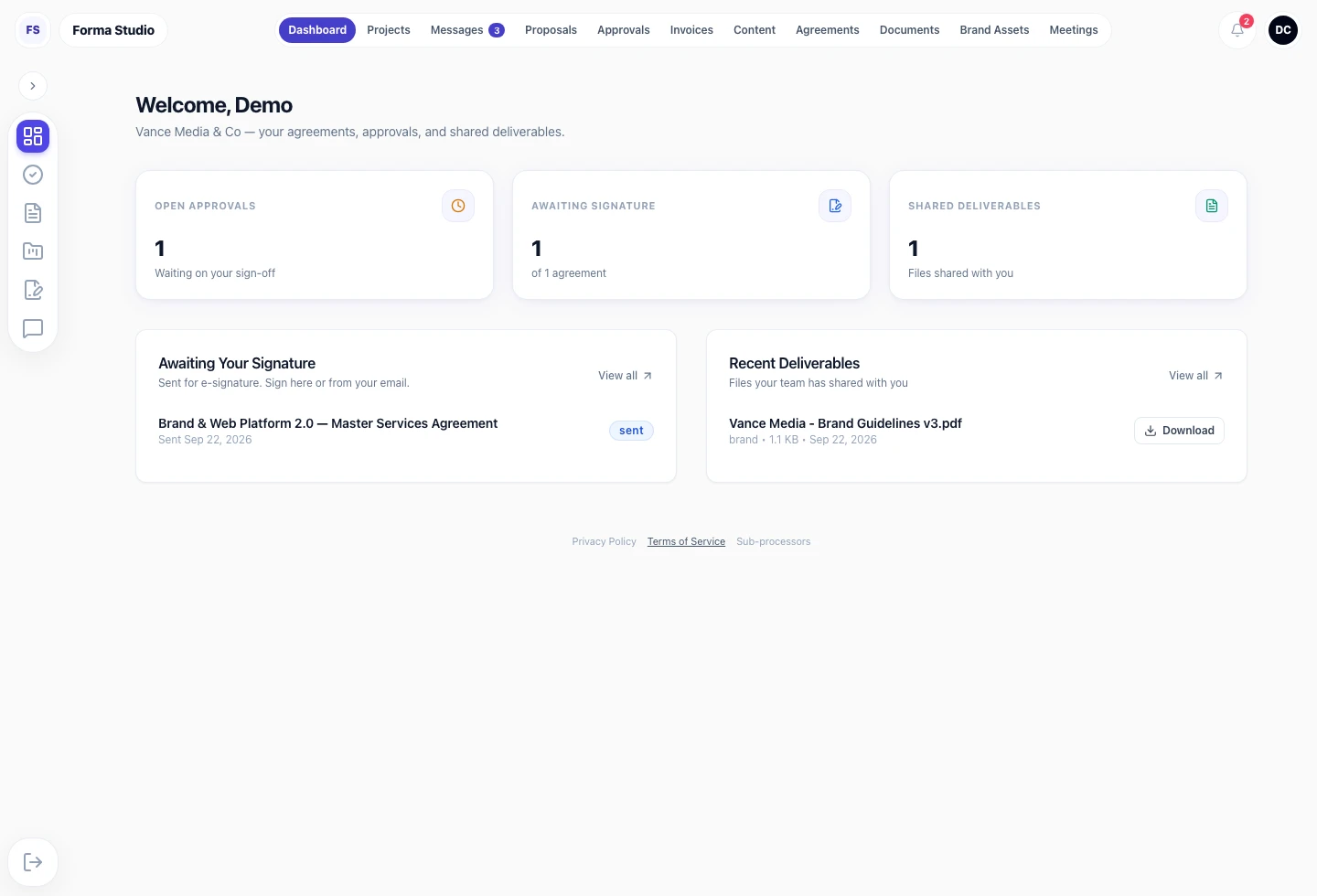 Current Crittiks client portal with demo data